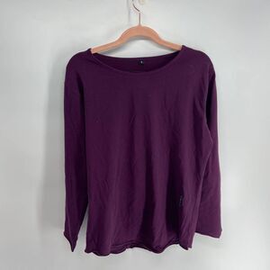 Alphalete Plum Purple Long Sleeve Boat Neck Solid Shirt Womens Small